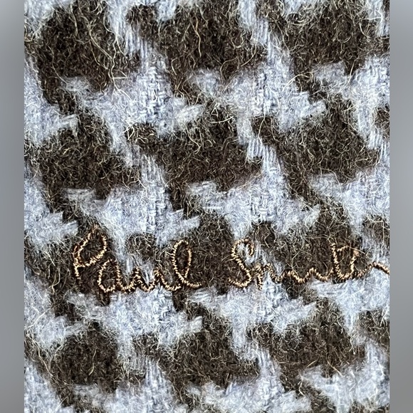 Paul Smith Chocolate houndstooth and lavender fringe scarf - Picture 3 of 6